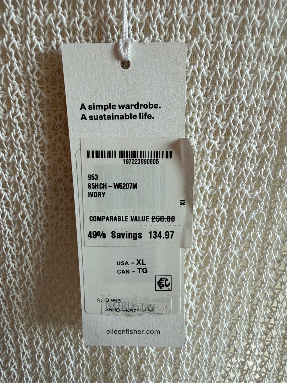 Eileen Fischer Women's White Knit Sweater Top - Picture 6 of 7